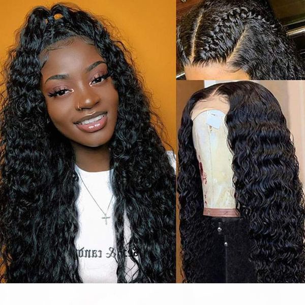 

curly glueless lace front human hair wigs with baby hair 130%150% density brazilian full lace wigs for black women, Black;brown