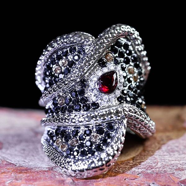 

classic luxury full micro pave black cz stone ring for men women exaggerated jewelry large wide huge finger rings jewelry, Slivery;golden