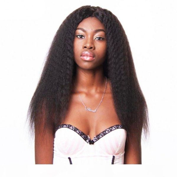 

kinky straight lace front human hair wigs for women pre plucked indian hair full lace wigs with baby hair, Black;brown