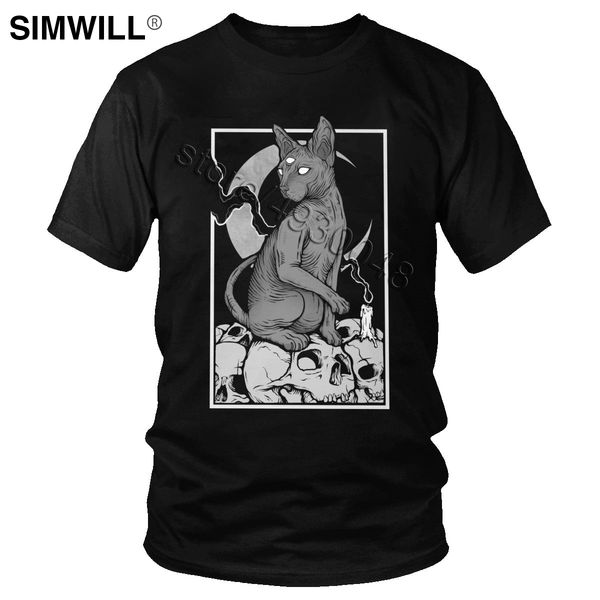 

мода оккультизм cat t-shirt vintage summer pure tee мужского короткие рукава экипаж шея сфинкс футболка идея подарок спорт толстовка с капюш