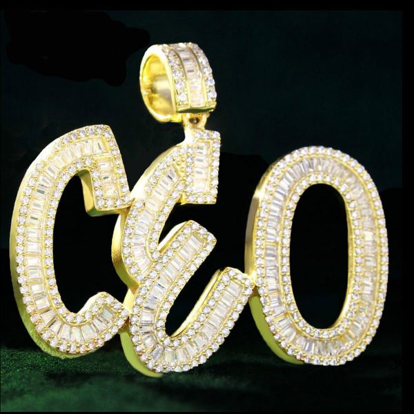 

men's custom name baguette letters pendant necklace ice out cubic zircon gold silver hip hop jewelry with 4mm tennis 20inch
