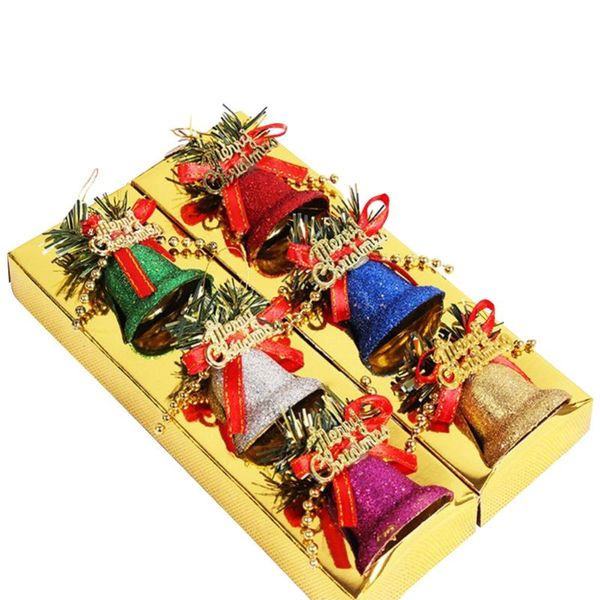 

6pcs color plastic bells christmas tree accessories christmas bells xmas decoration supplies e2s