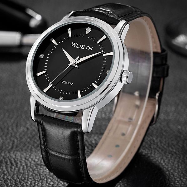 

wlisth brand lovers watch, female leather, waterproof, high-grade wrist watch, gold shell, student counter., Slivery;brown