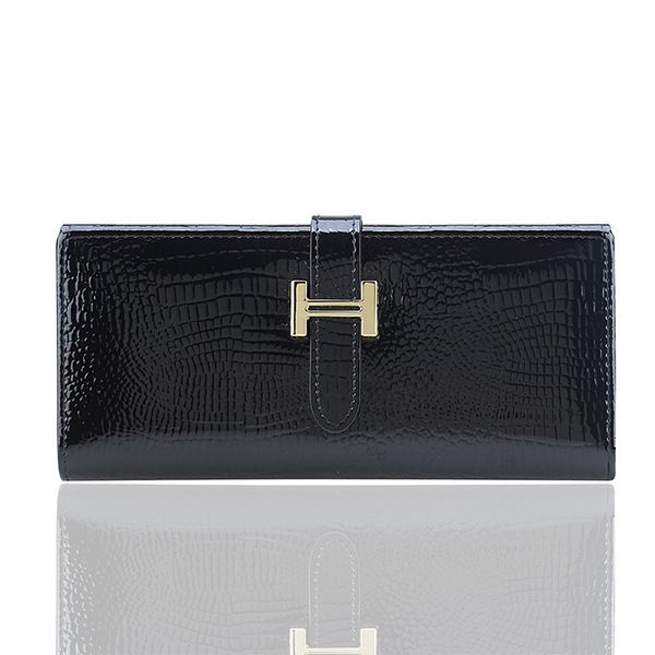 

special splicing long lady purse leather ticket clip crocodile head wallet card