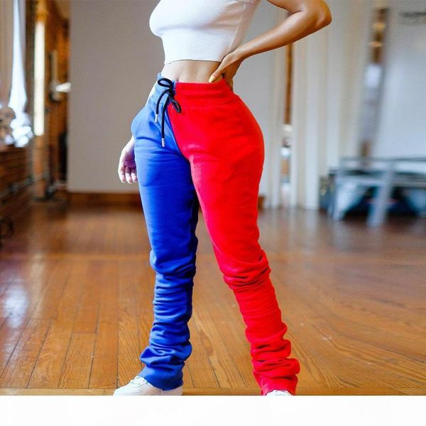 

stacked sweatpants женщины пэчворк одежда streetwear joggers высокой талией брюки женские штабелях гетры женский ruched штаны, Black;white