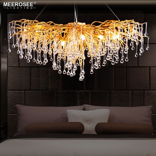 

luxurious crystal pendant light modern chandelier popular gold color g9 crystal rectangl suspension lustre for restaurant l project