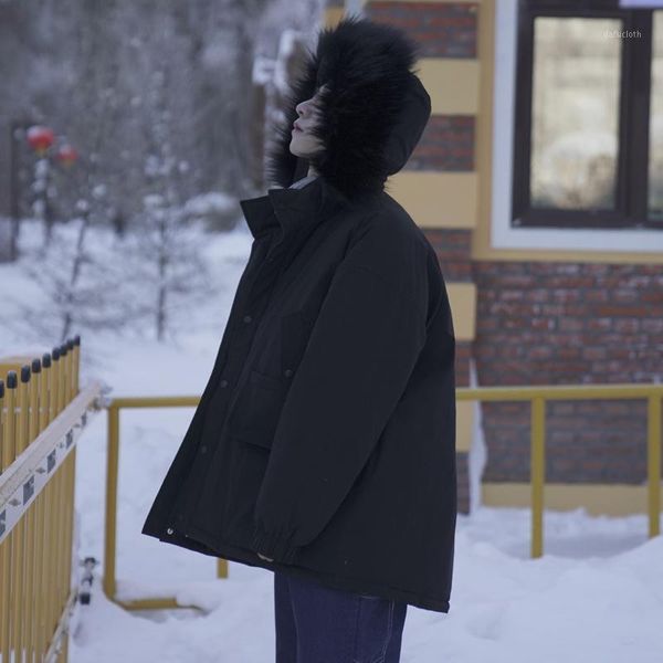 

men fur warm winter jacket 2020 mens korean hooded puffer jackets coats parka for men korean fashions thick windbreaker1, Black