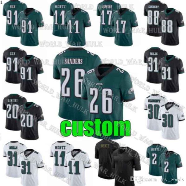 

philadelphia eagle jersey 11 carson wentz 13 travis fulgham custom 24 darius slay 26 miles sanders cox 86 zach ertz football jerseys, Black;red