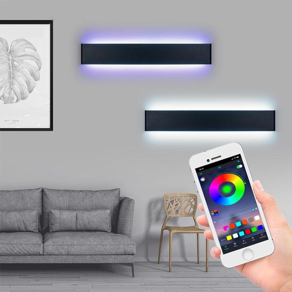 

iron led wall lamp sconces smart house rgb dimmable app remote control bluetooth bedroom lamp mirror light for wall decor