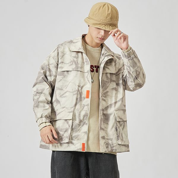 

2021 new janpan style bigger pocket white grey spring autumn jacket men's streetwear clothes plus asian oversize m-5xl k7br, Black;brown