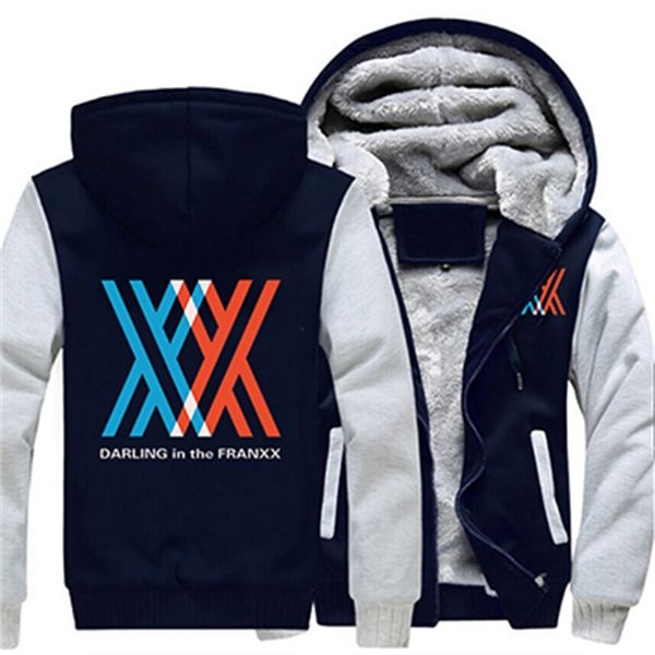 

2021 new us size mens hoodies for anime darling in the franxx hiro zero two cosplay thicken fleece coat sweatshirts aked, Black