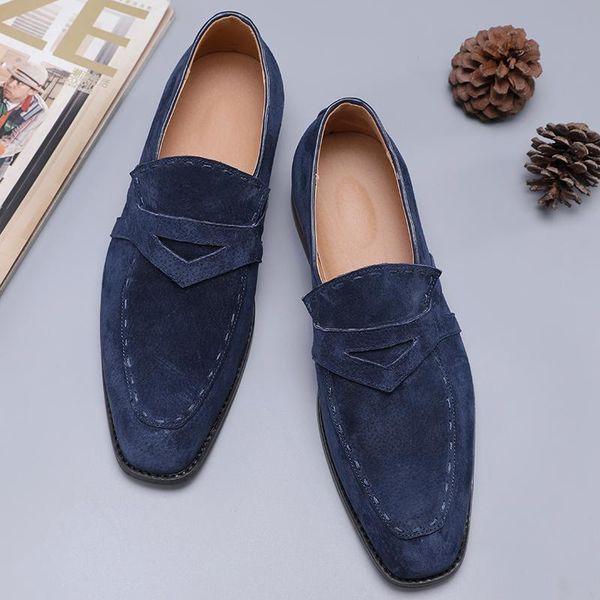 

brand leather formal shoes men italian men's dress shoes 2020 high-end custom flock office business loafers men big size, Black
