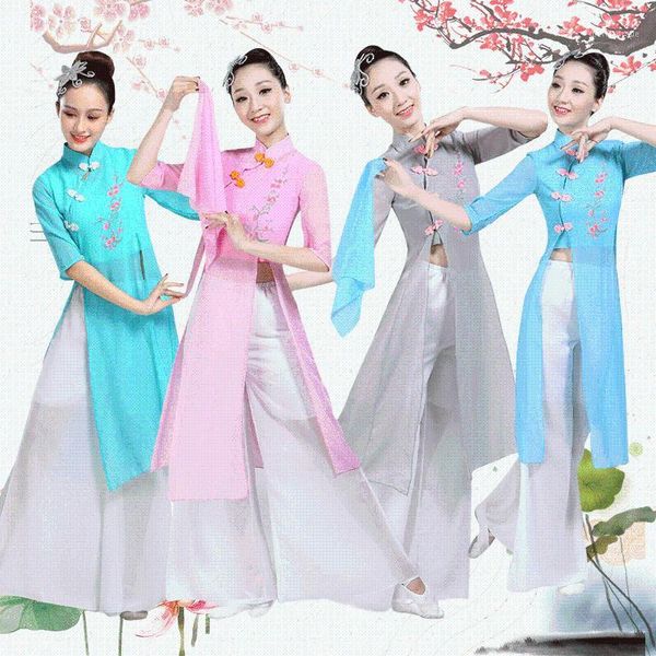 

stage wear women chinese folk dance costume lady umbrella dancewear female national fan clothing oriental performance outfit 901, Black;red
