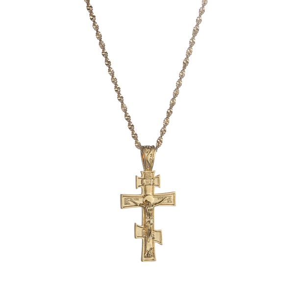 Christian Orthodox Crocifisso Gesù Ciondolo Collana Gold Color Inri Russo Croce Gioielli per gli uomini Donne