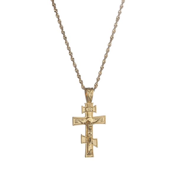 

christian orthodox crucifix jesus pendant necklace gold color inri russian cross jewelry for men women, Silver