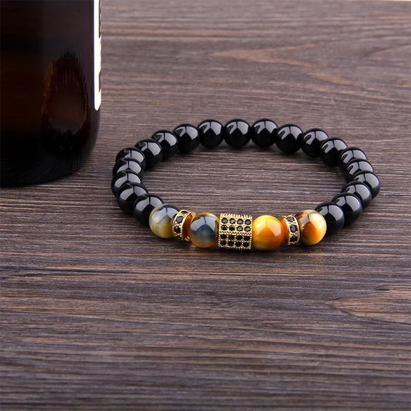 

черный человек браслет природный камень браслет mens braclet оникс браслеты агат тигровый глаз ювелирные изделия подарок для man gentleman h, Black
