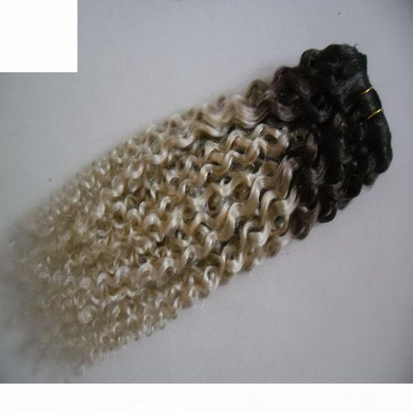 

ombre hair weave 10"-26" kinky curly hair weave 100g pcs curly human hair bundles double weft remy weave bundles, Black