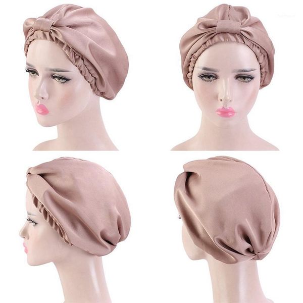 

solid color knotted turban hat confinement cap hair care cap adjustable women turban caps1, Blue;gray