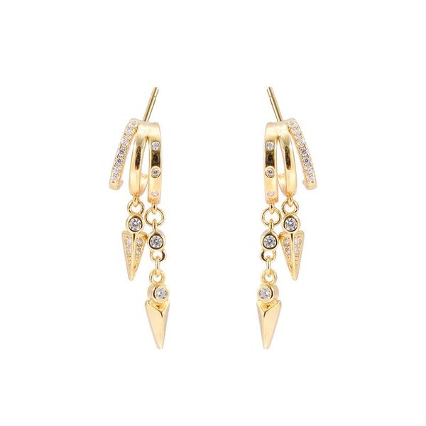 

925 sterling silver earring personality three-layer cone short pendant moon tag drop earring trend wild woman girl ear jewelry