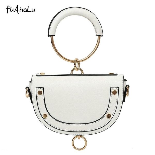 

fuahalu new fashion saddle bag round handbag spring and summer shoulder messenger bag
