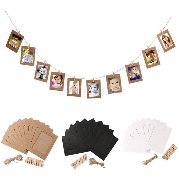 

10 set paper p frame wall film hanging rope clip creative decor gift
