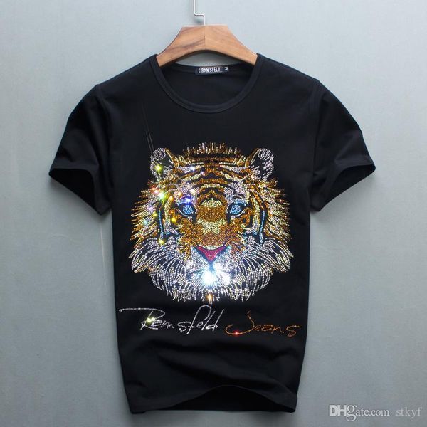

wholesale brand shirts diamond tees tshirt fashion funny men t-shirts t luxury and cotton design men 65 bepqq, Black