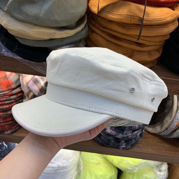 

octagonal jmx women's / solid color black white autumn winter casual versatile military cap simple cotton and hemp temperament, Blue;gray