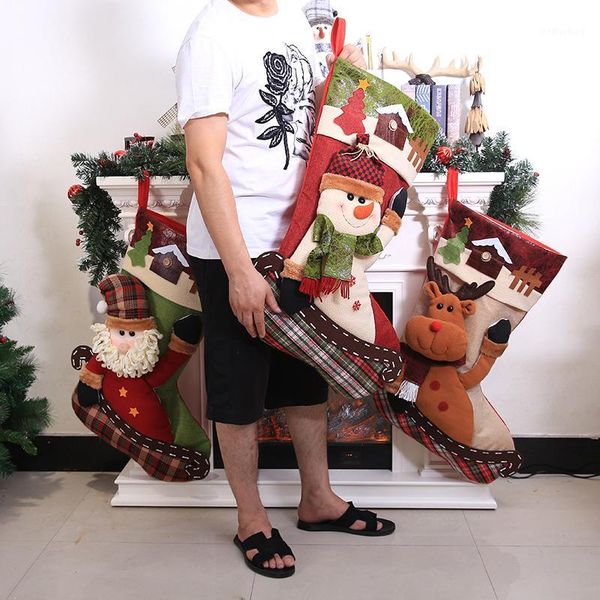 

christmas decorations extra large size party supplies santa claus snowman elk socks oversized candy gift bag decoration props sock1