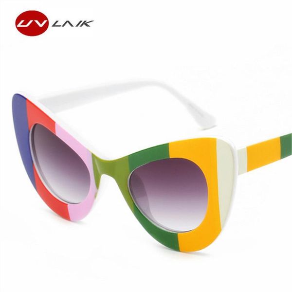 

uvlaik women cat eye sunglasses nirvana kurt cobain sun glasses butterfly frame cute female eyeglasses, White;black