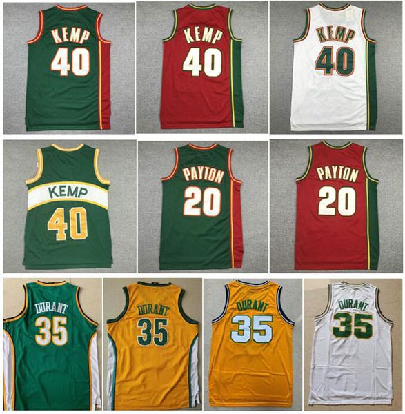 

college men sports shirt detlef schrempf white green red the glove gary payton vintage reign man shawn kemp kevin jersey durant allen jersey, Black