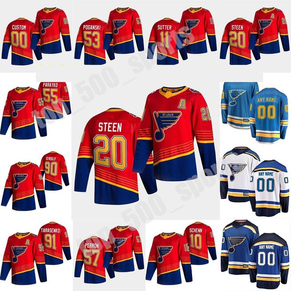 

st. louis blues 2021 reverse retro hockey jerseys 49 ivan barbashev jersey carl gunnarsson brett hull vladimir sobotka red custom stitched, Black;red