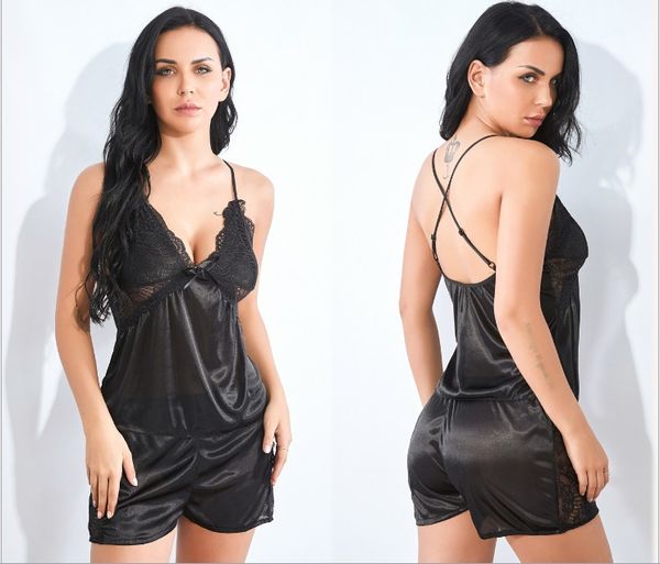 

new foreign trade underwear condole belt split style women' home underwear suit new, Red;black