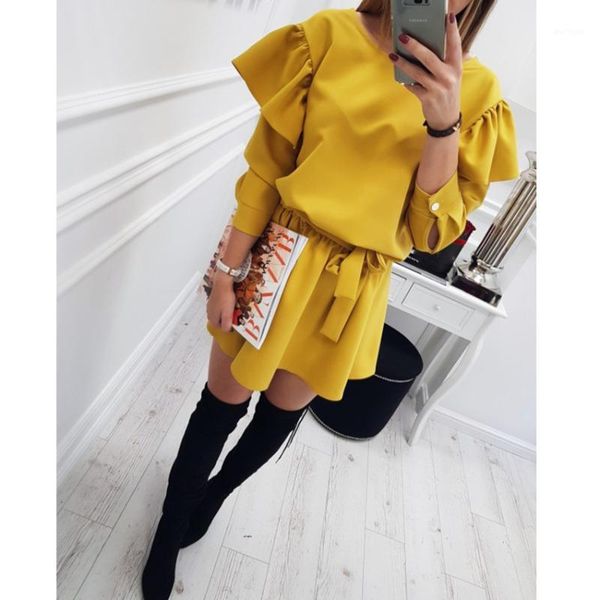 

2018 spring summer new arrival preppy style women petal long sleeve pleated dress loose vestidos plus size sashes dresses1, White;black