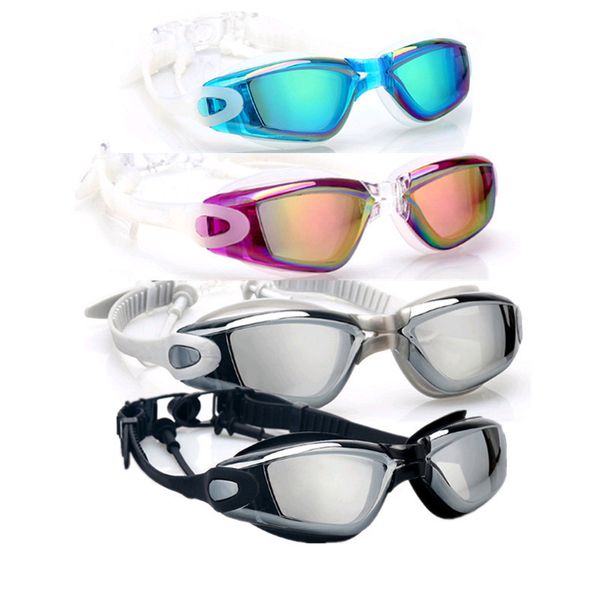 

1 pair electroplating uv waterproof anti fog swimwear eyewear swim diving water glasses adjustable swimming goggles for adults