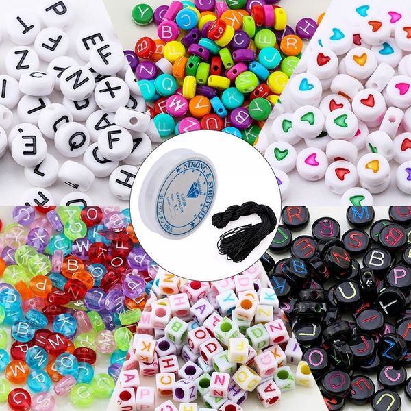 

800pcs/lot mixed letter beads alphabet beads round acrylic letter beads for diy jewelry making handicraft children gifts y200730