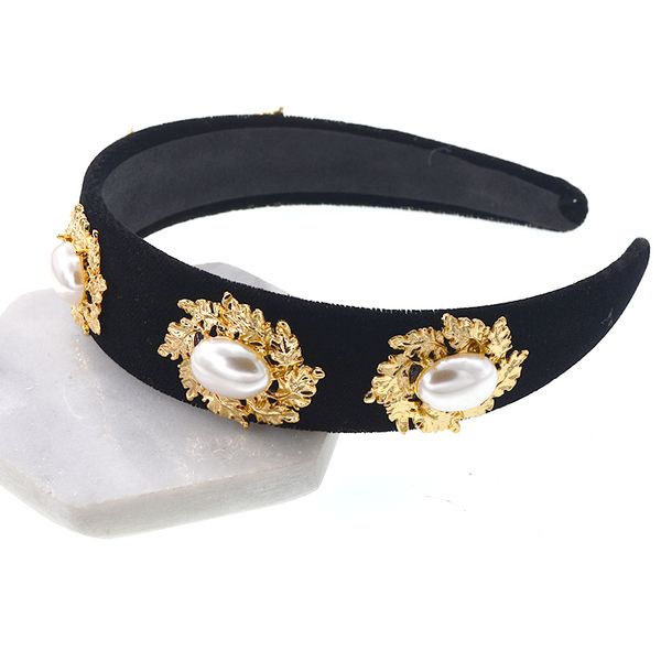 

baroque retro hair fashion wild pearl colorful crystal hair hoop bridal hair pearl metal baroque retro hairwear accessories, Silver