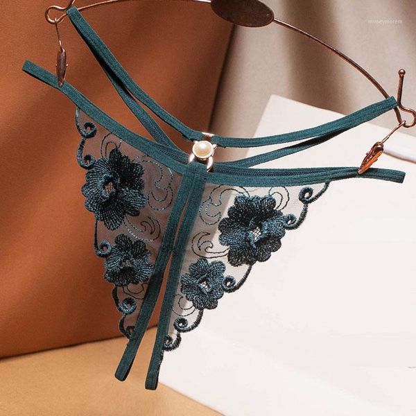 

women's panties women lace underwear flower embroidery hollow transparent mesh thong temptation low-waist female spandex1, Black;pink