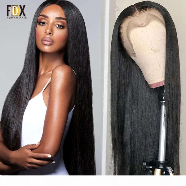 

hd transparent 13x6 front human hair fdx 4x4 5x5 6x6 closure brazilian remy straight 13x4 lace frontal wig, Black;brown