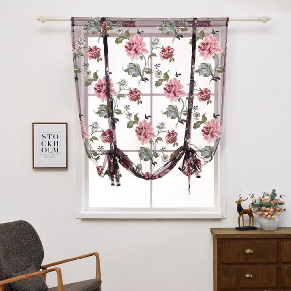 

curtain & drapes feiqiong sheer curtains peony flower window drape roman style valance semi transparent voile decor 20211