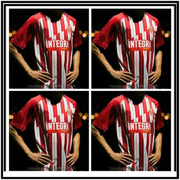 

2020 2021 sporting gijón soccer jerseys 20 21 gijon home away red camiseta de fútbol gomez djurdjevic carmona mendez football shirt, Black;yellow