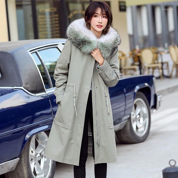 

pie overcoming coat female 2019 new long fur removable liner big scorpion1, Black