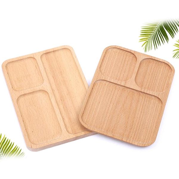 

1pc building of creative meal trays simple square children wood plate