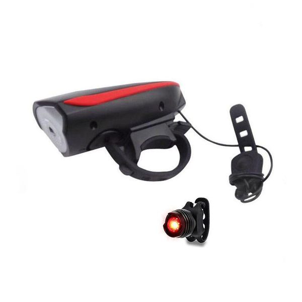 

bicycle head lamp with bell usb charging mountain bike headlights dropshipping