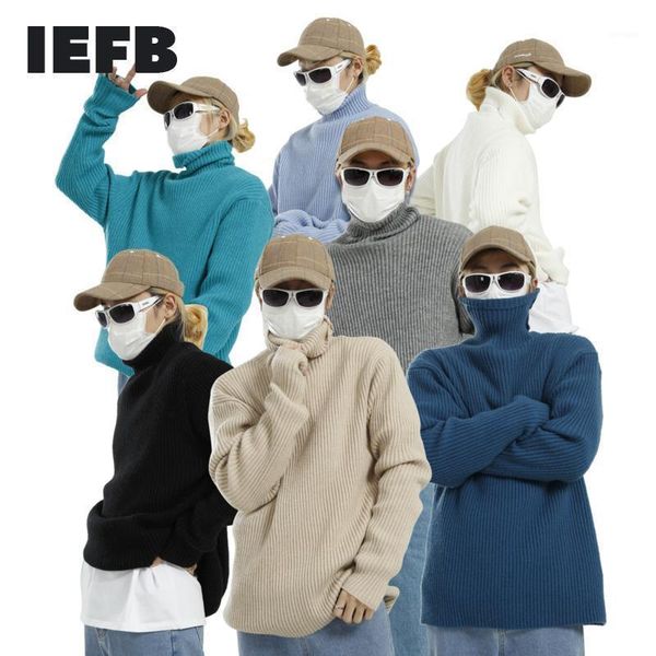

iefb men's wear basic bottoms kint sweater 2020 autumn winter new solid color base korean fashion turtleneck pullover kintwear1, White;black