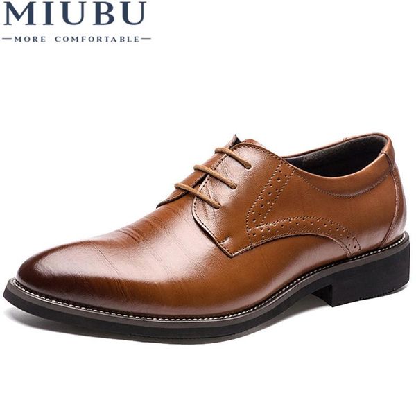 

dress shoes 2021 genuine leather men brogues lace-up bullock business oxfords male formal, Black