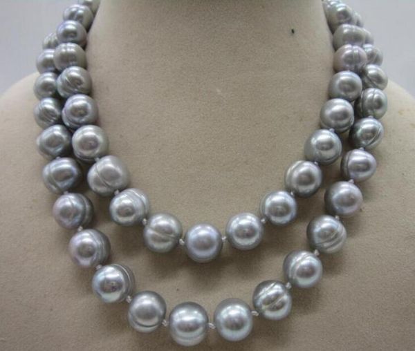

beautiful 11-12mm baroque grey pearl necklace 36inch 50, Silver