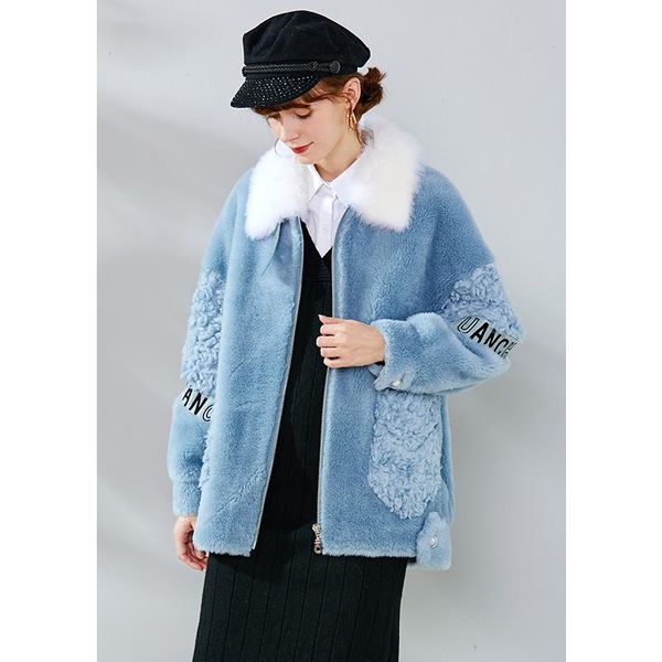 

fur coat female autumn real winter warm women clothes 2020 korean elegant short sheep shearing jacket wool hiver 3508, Black