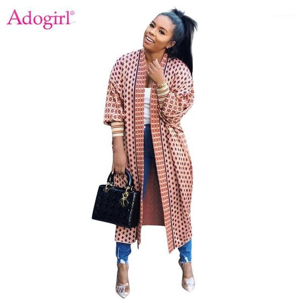 

adogirl fashion print threaded sleeve long cardigan 2020 autumn winter full sleeve open stitch coat female casual outerwear1, Tan;black