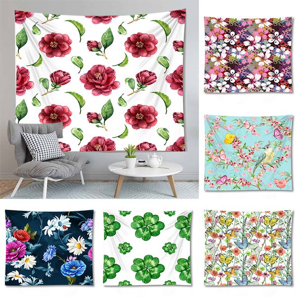 

flower printed large wall tapestry sea hanging decor