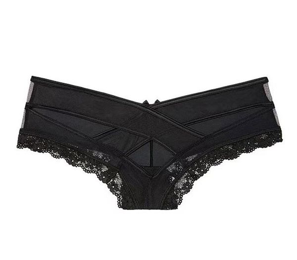 

lace panties thongs string transparent underwear for women hollow out seamless briefs99, Black;pink